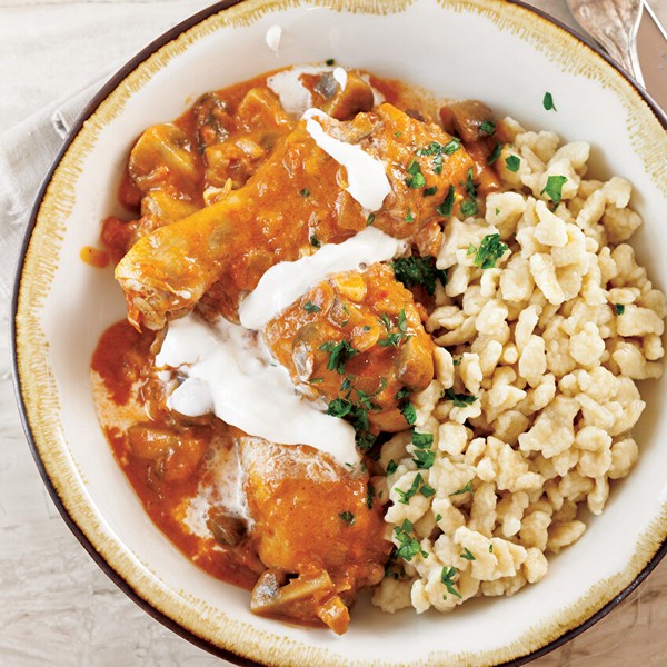 Creamy Chicken and Dumplings-Paprikás Csirke Galuskával